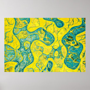 Poster Padrão de abstrato amarelo e ciano