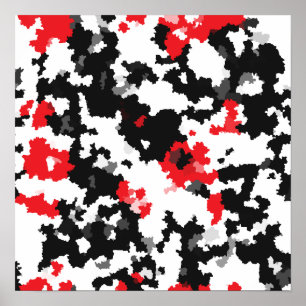 Poster Padrão De Abstrato Branco E Preto Vermelho Cristal