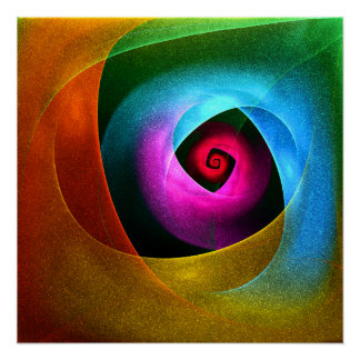 Pôster Padrão de Abstrato de Arte Azul Cor-de-Cor-de-Cor 