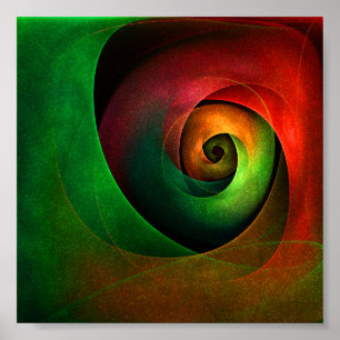 Poster Padrão de Abstrato de Arte Vermelha Verde Floral M