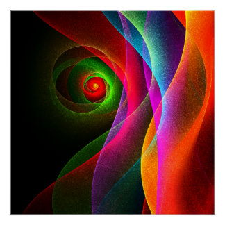 Pôster Padrão de Abstrato de Arte Vermelho Verde Laranja