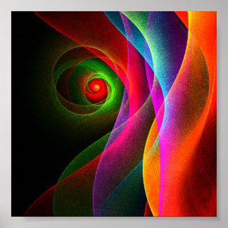 Poster Padrão de Abstrato de Arte Vermelho Verde Laranja