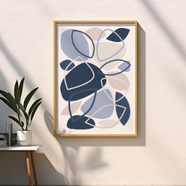 Poster Padrão de Abstrato de Cinza Azul Moderno