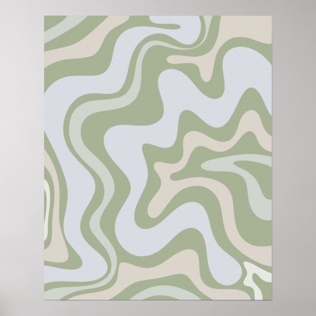 Poster Padrão de Abstrato de espiral líquida em verde de  (Frente)