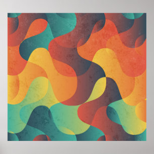 Poster Padrão de abstrato de onda colorida