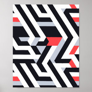 Poster Padrão de Abstrato geométrico com Contrastes Negro