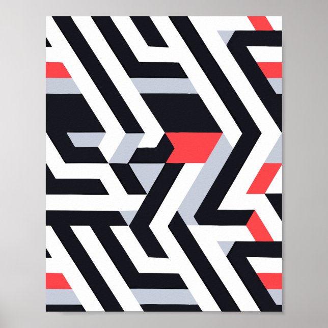 Poster Padrão de Abstrato geométrico com Contrastes Negro (Frente)