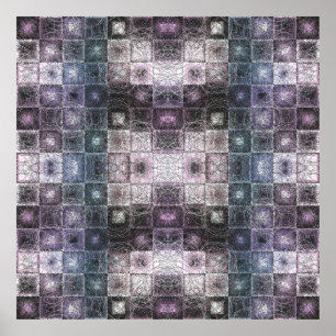 Poster Padrão de Abstrato geométrico com cubos Wireframe