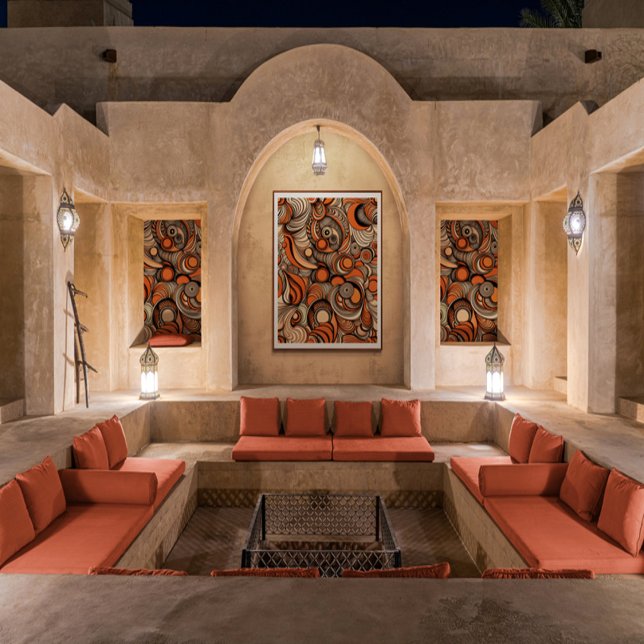 Poster Padrão de Abstrato Laranja de Pêssego Moderno (Criador carregado)