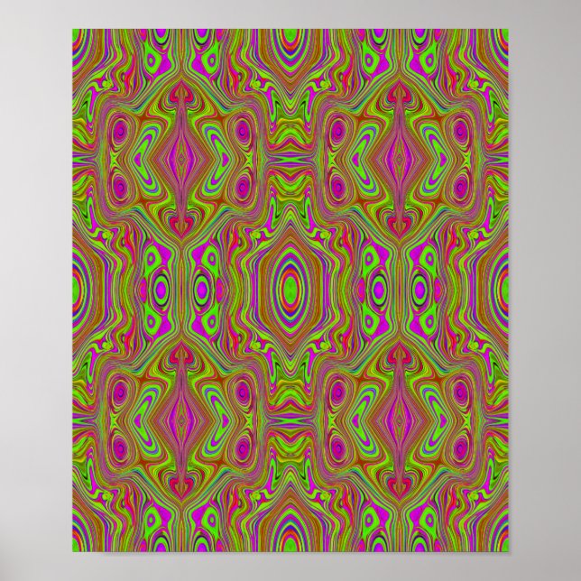 Poster Padrão de Abstrato magenta do Trippy Retro Chartre (Frente)