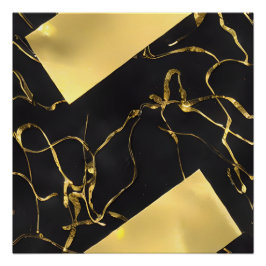 Pôster Padrão de Abstrato preto e Dourado