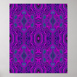 Poster Padrão de Abstrato preto e magenta retrô do trique