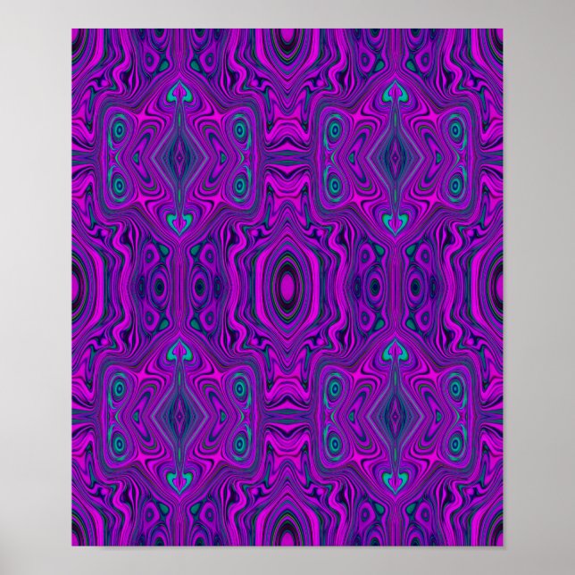 Poster Padrão de Abstrato preto e magenta retrô do trique (Frente)