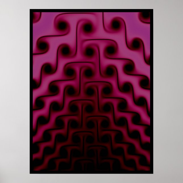 Poster Padrão de Abstrato preto e rosa escuro (Frente)