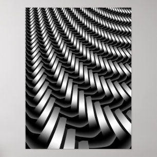 Poster Padrão de abstrato trançado de prata