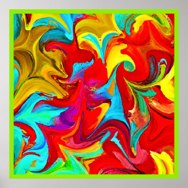 Poster Padrão de Abstrato vívido colorido (Frente)