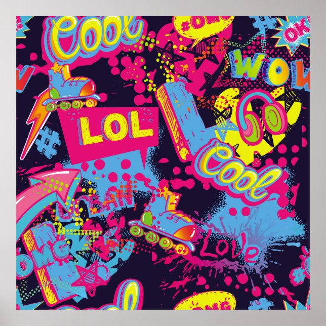 Poster Padrão de adolescentes abstrato sem problemas. His (Frente)