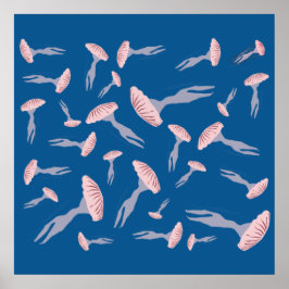 Poster Padrão de águas-vivas do oceano azul profundo