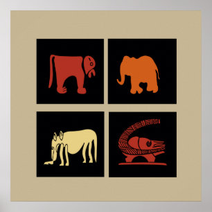 Poster padrão de animais africanos