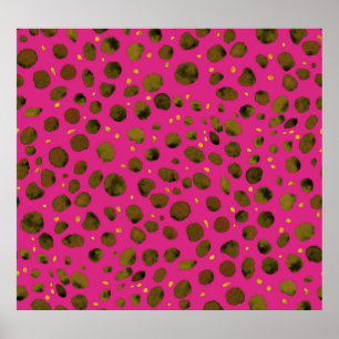 Poster Padrão de Aquarela com Pele de Chita Abstrato.