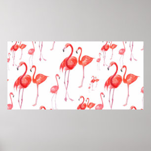 Poster Padrão de aquarela sem costura com a família fla
