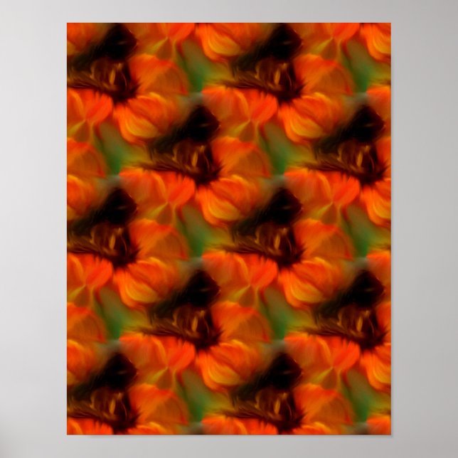 Poster Padrão De Arte De Abstrato Laranja E Castanho (Frente)