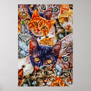 Poster Padrão de arte de gato