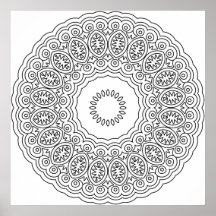 Padrão de Arte de Mandala de Anel de Medalhões Ova