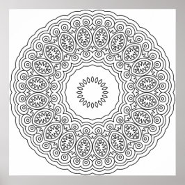 Poster Padrão de Arte de Mandala de Anel de Medalhões Ova