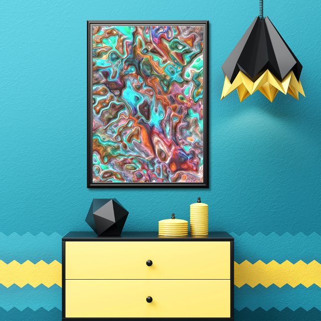 Poster Padrão de arte de ondas de desfoque 3D Faux Funky  (Criador carregado)
