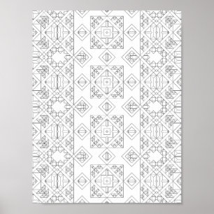 Poster Padrão de Arte de Página para Colorir de Azulejo d