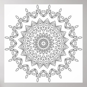 Poster Padrão de Arte de Página para Colorir Mandala de R