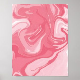 Poster Padrão de Arte Fluida Líquida de Mármore Rosa Suav