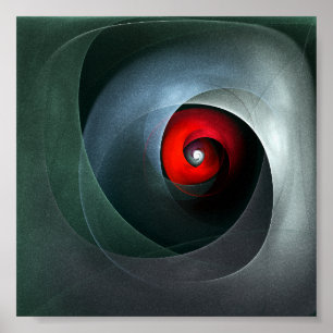 Poster Padrão de Arte Moderna Abstrato de Roteiro Vermelh