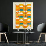 Poster Padrão de Arte Mosaica Onda de Abstrato de Meio Cí<br><div class="desc">Linda laranja contemporânea, creme de marfim esbranquiçado, amarelo ensolarado e azul esverdeado verde esverdeado, semicírculos geométricos e quadrados. Design de minimalismo elegante, na moda e eclético para o motif artístico, estilo de arte retrô vintage ou amante do motif digital abstrato. Combine este design com as cores do decoro interior e...</div>
