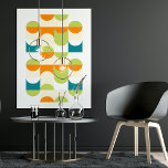 Poster Padrão de Arte Mosaica Onda de Abstrato de Meio Cí<br><div class="desc">Linda laranja contemporânea, creme de marfim, branco, verde limão e azul verde verde esverdeado, metade dos círculos geométricos e dos quadrados. Design de minimalismo elegante, na moda e eclético para o motif artístico, estilo de arte retrô vintage ou amante do motif digital abstrato. Combine este design com as cores do...</div>