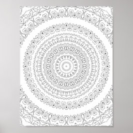 Poster Padrão de Arte para Colorir Ondas de Coração Concê