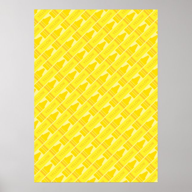 Poster Padrão de Artsy Crayon Amarelo-Bonito (Frente)