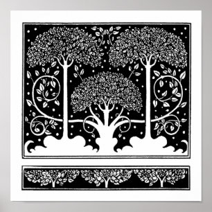 Pôster Padrão de Árvore Art Nouveau Beardsley