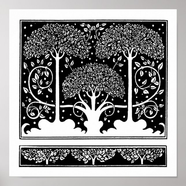 Pôster Padrão de Árvore Art Nouveau Beardsley (Frente)