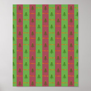 Poster Padrão de árvore de Natal do Velho Mundo Evergreen