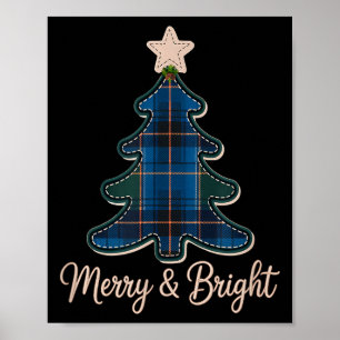 Poster Padrão de árvore de Natal Tartans Verdes E Xadrez
