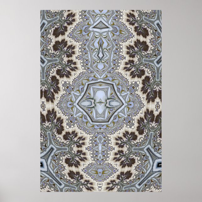 Poster Padrão de Árvore Fractal Simétrica (Frente)