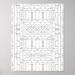 Poster Padrão de Azulejo Geométrico Ousado em Linhas para