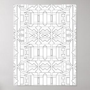 Poster Padrão de Azulejo Geométrico Ousado em Linhas para