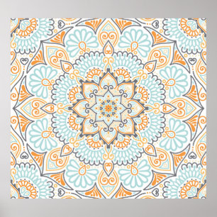 Poster Padrão de azulejo sem costura: design decorativo e