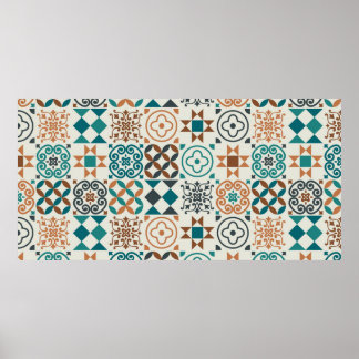 Poster padrão de azulejo vintage. Ilustração vintage