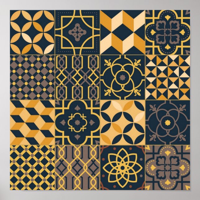 Poster Padrão de azulejos cerâmicos (Frente)