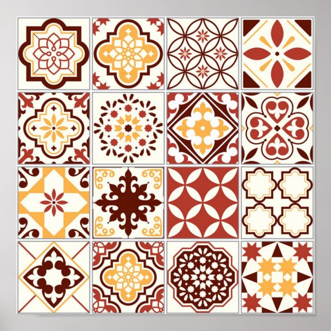Poster Padrão de azulejos cerâmicos (Frente)