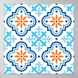Poster Padrão de azulejos cerâmicos